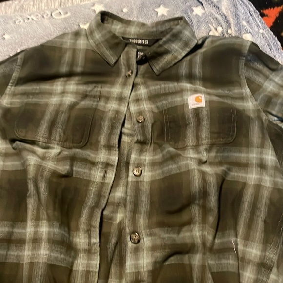 Carhartt Tops - CARHARTT—Loose Fit Flannel—Green Plaid—Rugged Flex—US M